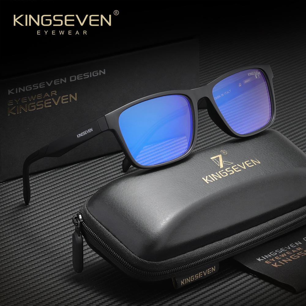 KINGSEVEN Classic Rectangle Blue Light Blocking Glasses Anti-Blue Ray Computer Protective Frames Unisex Business Eyewear Frames
