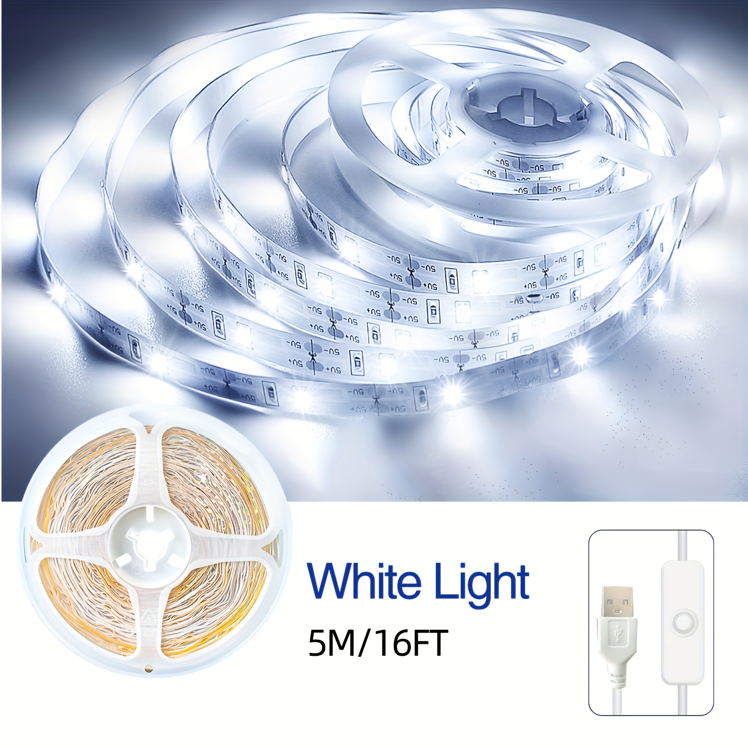 USB LED Strip Light 5V USB Flexible Ribbon Tape SMD2835 High Brightness Backlight 60LEDs/m Room Halloween Decorations