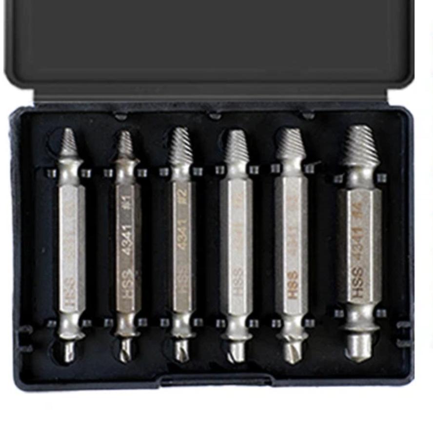 6 Pcs Damaged Screw Extractor Set Drill Bit Stripped Broken Remover Small Easily Quickly Take Out Kit Easy Demolition Tools
