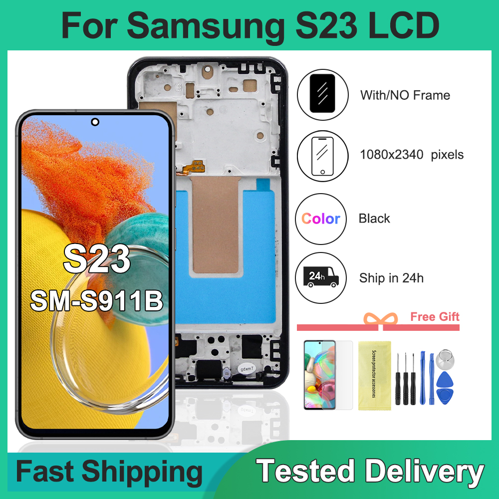 TFT Tested For S23 LCD S911 S911B S911U Display Touch Screen Digitizer For S23 5G Screen With Frame