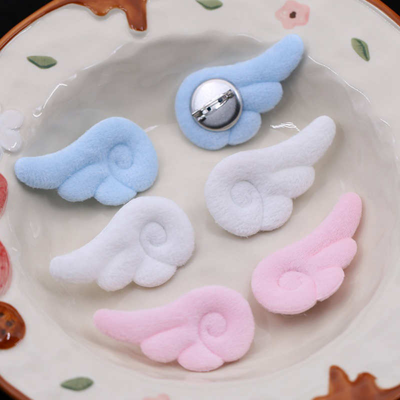 1 Pair Japanese Style Small Angel Wings Brooch Sweet Clothes Decor Y2K Plush Bag Hat Accessories