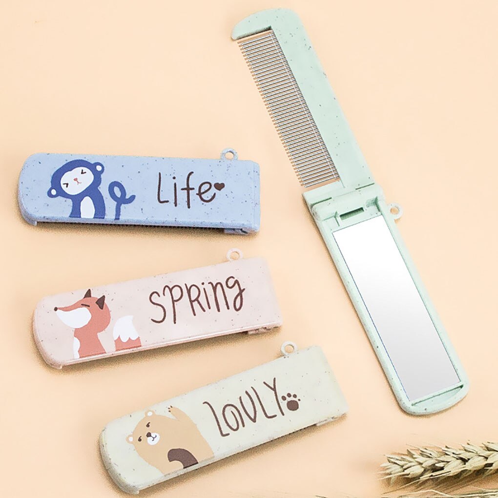 Small Mirror Comb Set Color Fashion Portable Fold Makeup Mirror with Comb for Girl Makeup Tools Vanity Miror Travel