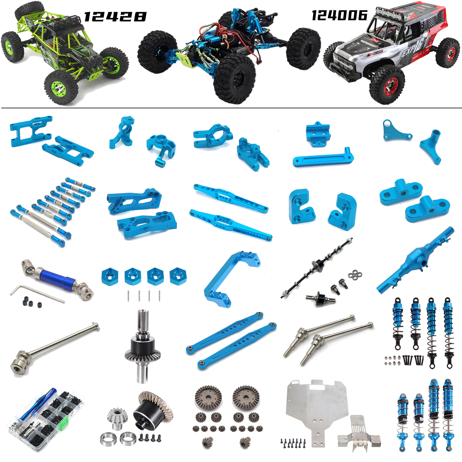 Wltoys124006 12428 12427 12423 RC Car all upgrade metal parts RC truck Front Rear Differential Gear 12428-0004/0005/0006 parts