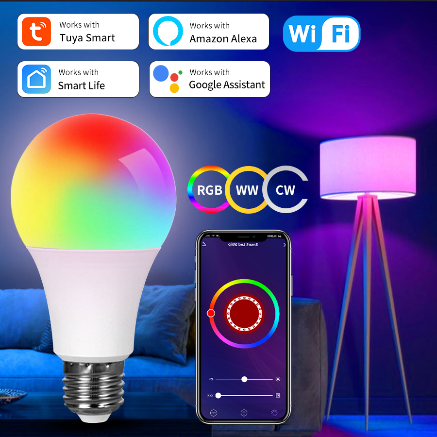 Tuya AC 220V 110V Smart WiFi LED Light Bulb E27 10W 15W 20W Alexa LED Lamp Smart Life APP Assisatnt Echo Voice Control lightify