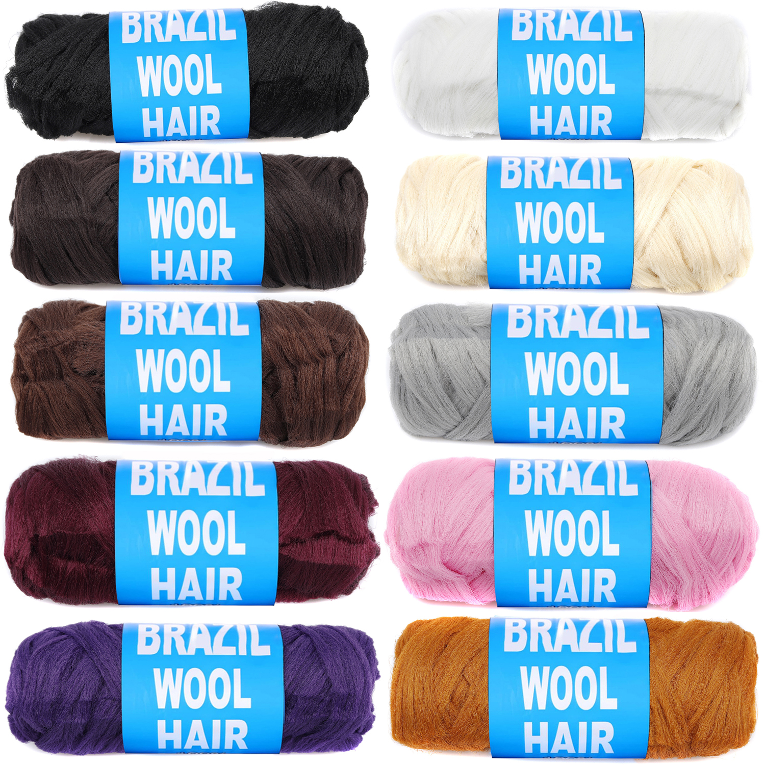 1pcs Brazilian Wool Hair Synthetic Crochet Hair for Women African Hair Yarn for Natural Black, Jumbo Braids