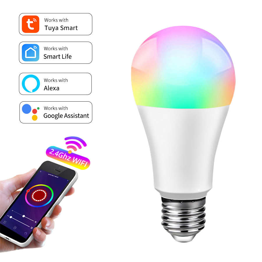 AC 85-265V 12W 15W 18W E27 Alexa Lamp Tuya WiFi Smart LED Light Bulbs APP Control Works with Home Alice Bedroom Decor lightify