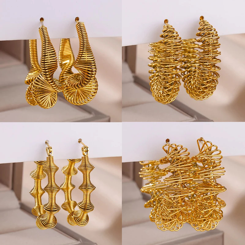 New In Irregular Vintage Coil Earrings for Women Stainless Steel Earrings 2023 Trending Piercing Luxury Jewelry