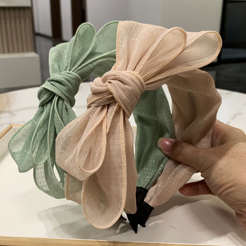 1pc Korean version bow headband with teeth anti slip pressure hair simple headband lace mesh headband