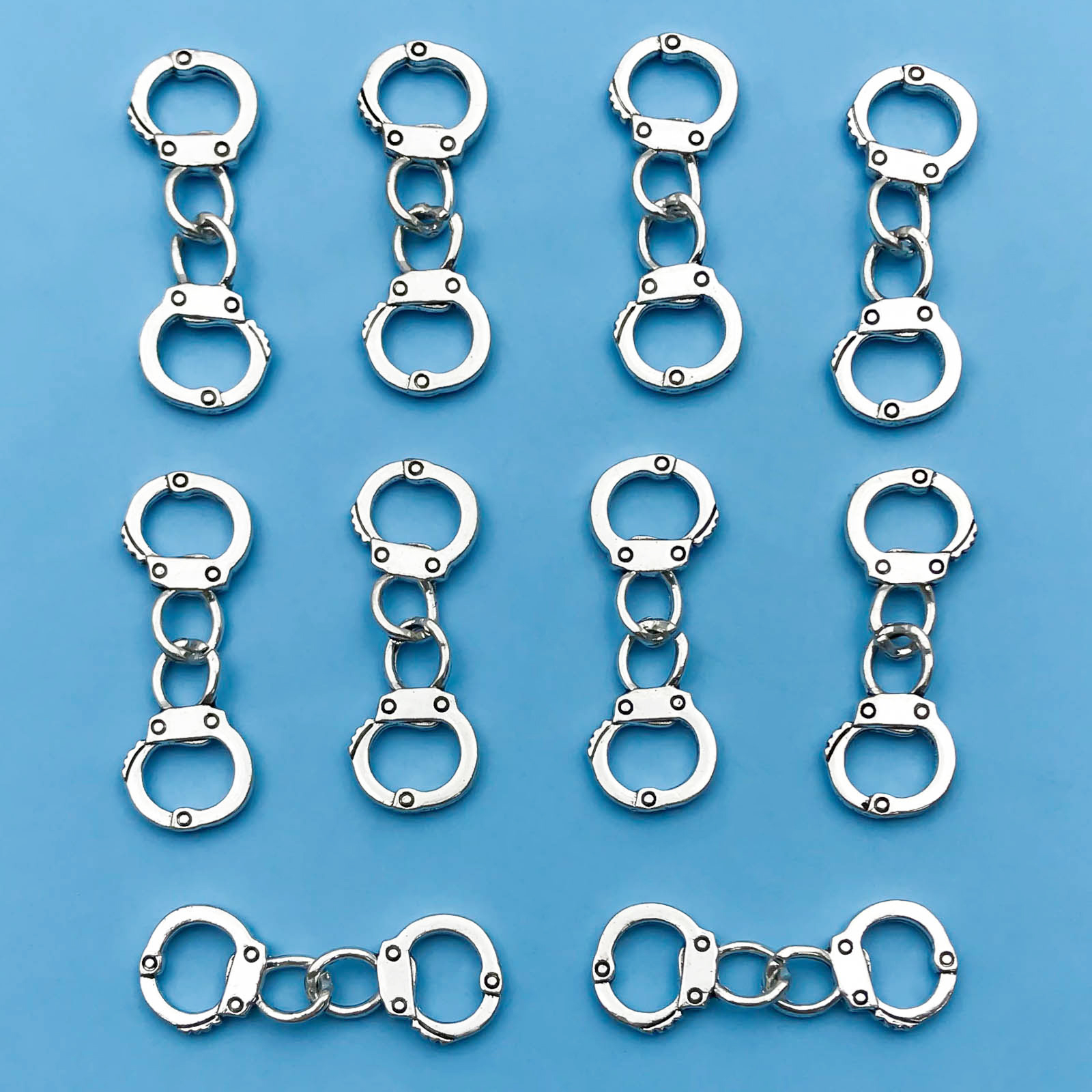 10/20pcs/pack Alloy Simulated Small Handcuffs Charms Connectors Link Handcuffs Pendant For Jewelry Making DIY Handmade Accessory