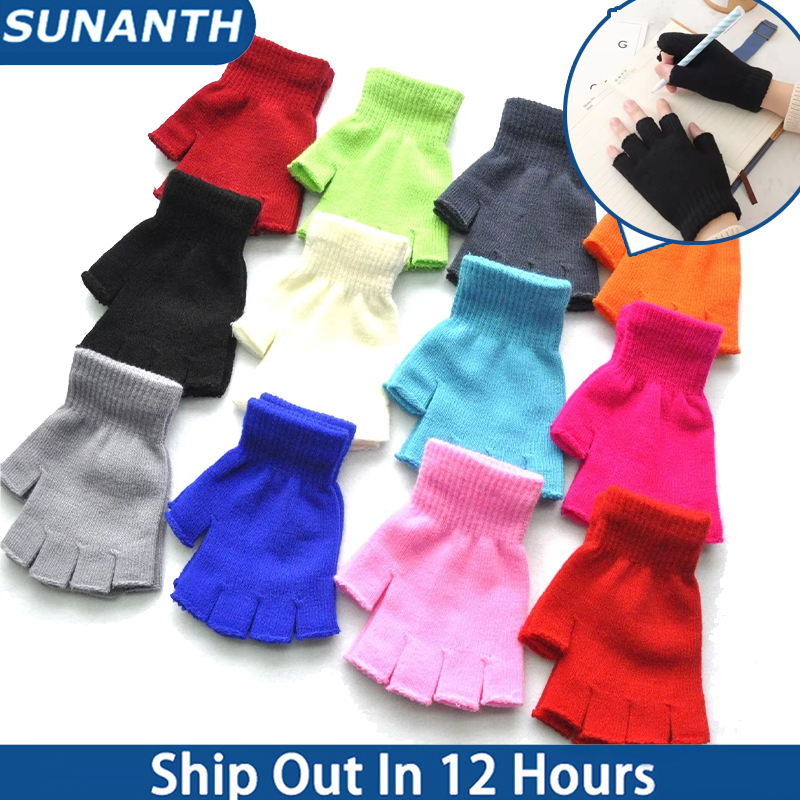 Outdoor Warm Wrist Knitted Elastic Gloves Unisex Half Finger Wrist Warm Working 1Pair Glove Autumn Hiking Cycing Sports Gloves