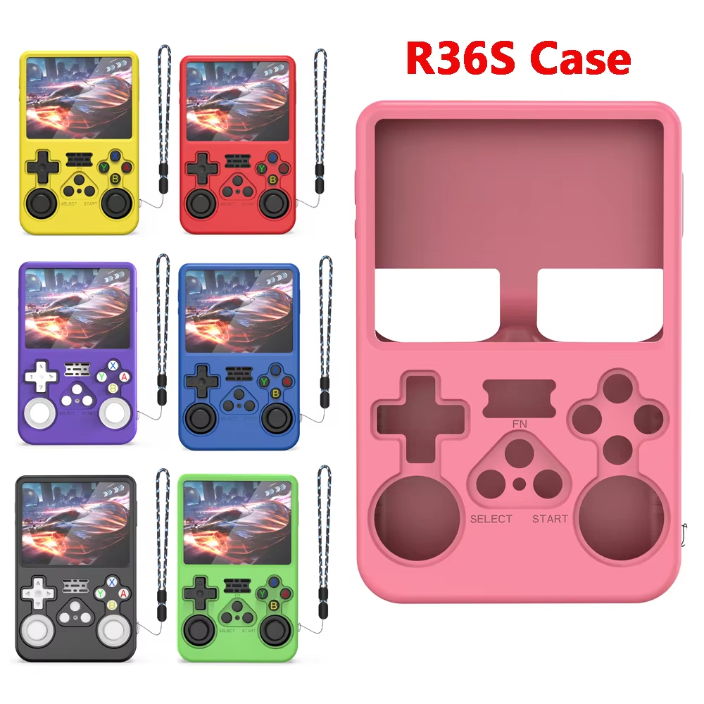 Protective Case For R36S Handheld Retro Video Game Console Soft Silicone Pink Skin Shell Shockproof Cover Accessories