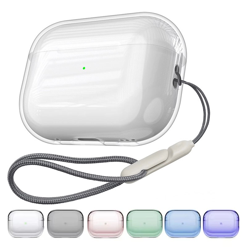 Clear Earphone Case with Lanyard Strap For AirPods 4 Pro 1 2 3 Transparent Soft TPU Cases For AirPods 4 Pro2 Protective Cover