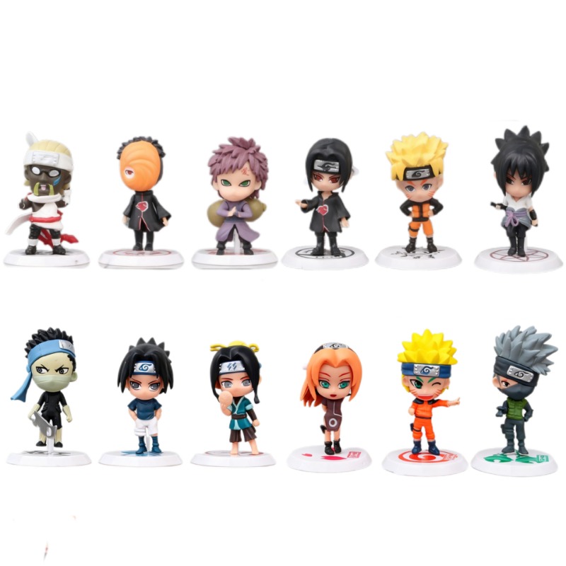 6 Pcs/Lot NARUTO Sasuke Gaara Uchiha Madara Figure 7-8cm 2 Style Personality Base Mini Figurines