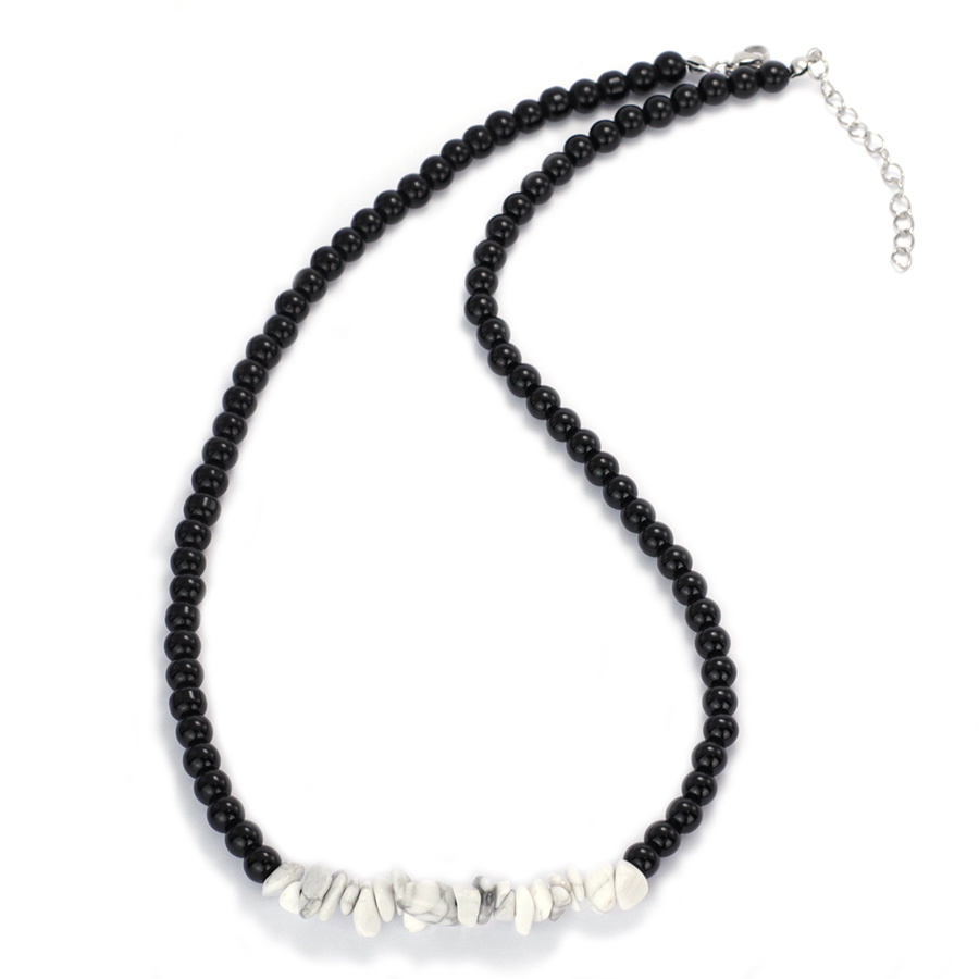 New Handmade Men Necklace Natural Irregular Tiger Eye Stone Obsidian Howlite Short Colar Healing Neck Accessories Steel Buckle