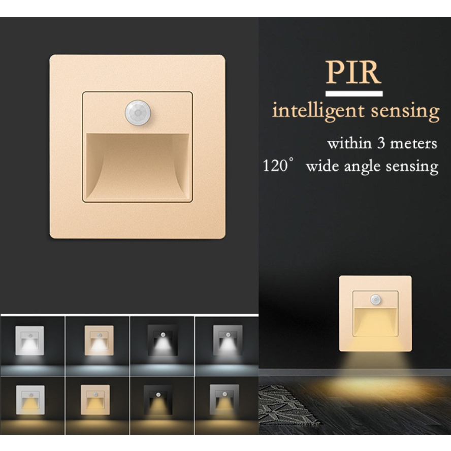 PIR Motion Detector Sensor LED Stair Light Infrared Human Induction Lamp Recessed Steps Ladder Staircase Bedroom Night Light