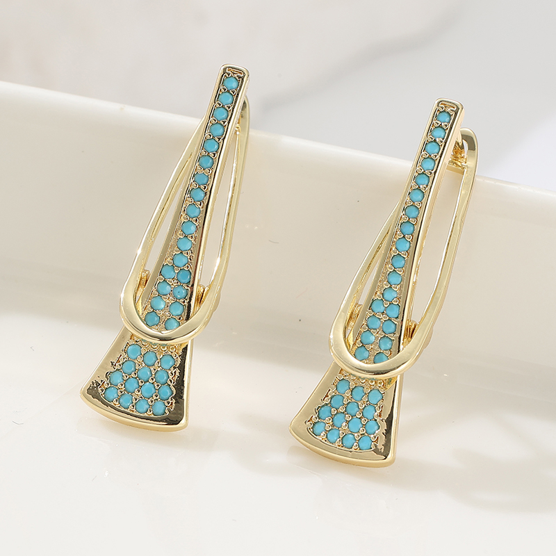 Creative Design Synthetic Zircon Dangle Earrings For Women Gold Color Romantic Cute Earrings Fashion Daily Fine Jewelry
