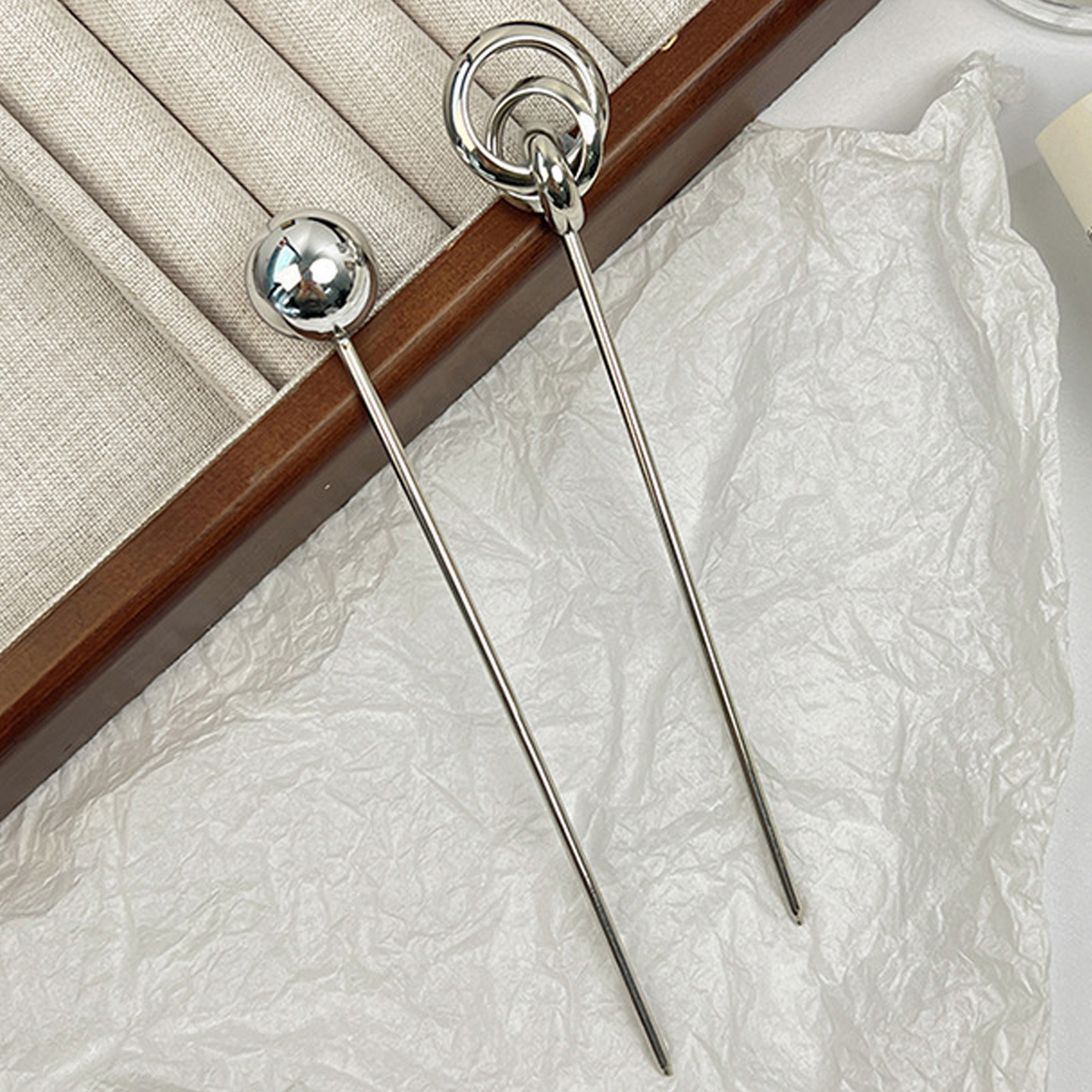 Metal Hairpin With Geometric Sphere Design For Women Simple Daily Hair Stick Classic Hanfu Cheongsam Decor Hair Bun Jewelry
