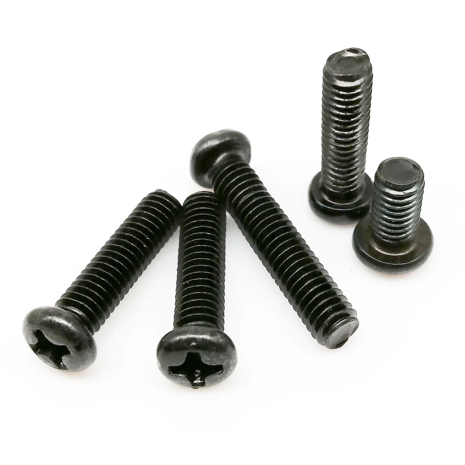 50/100/200pcs M1 M1.2 M1.4 M1.6 M2 M2.5 M3 M4 Cross Recessed Phillips Pan Round Head Screw Bolt GB818 Black Carbon Steel