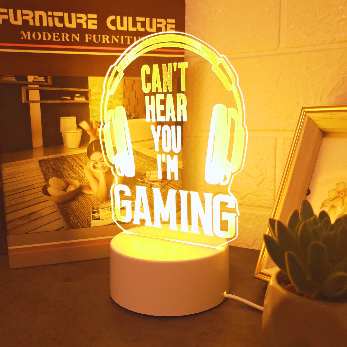 Game headset 3D night light, USB powered, used for game room decoration, , birthday decoration lights