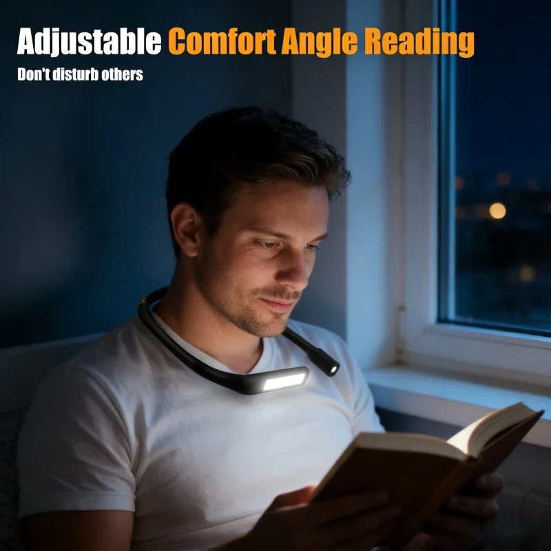 Flexible Adjustable LED Neck Reading Light Rechargeable Bendable Portable Hanging Lamp For Book Reading Camping Outdoor Lighting