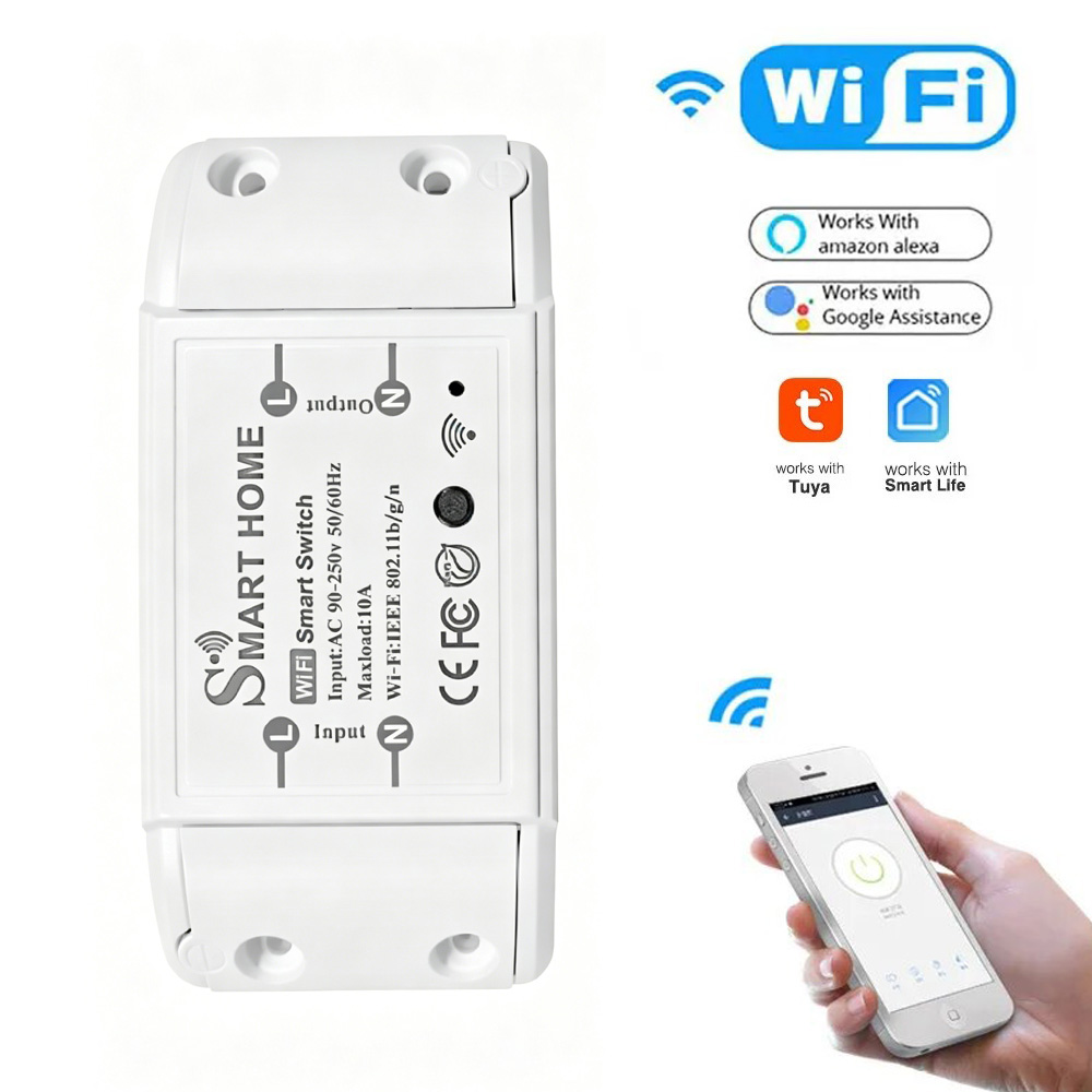 1pcs Tuya WiFi Smart Switch APP Wireless Controller Universal Breaker Timer Smart Life Work with LED Light Switch