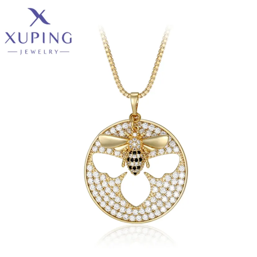 Xuping Jewelry Hot Fashion Style Bee Shaped Light Gold Color Pendant Necklace for Women Banquet Party X000813232