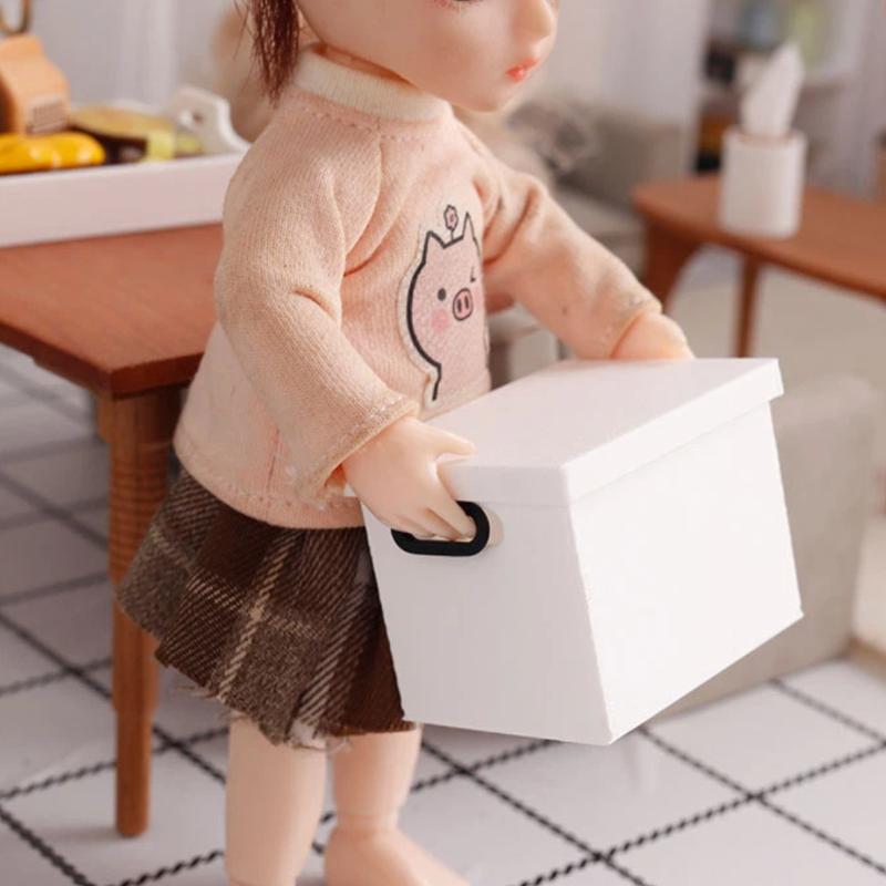 New 3Pcs Dolls House Micro Scene Ornaments Home Decoration Dollhouse Mini Color Storage Box With Lid Model Decor Props