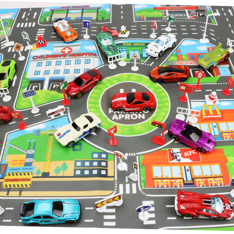 City Traffic Road Map Kids City Car Parking Lot Road Map Traffic Signs 83*58CM Climbing Playing Mat Toy