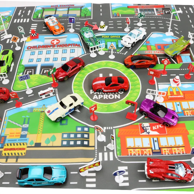 City Traffic Road Map Kids City Car Parking Lot Road Map Traffic Signs 83*58CM Climbing Playing Mat Toy