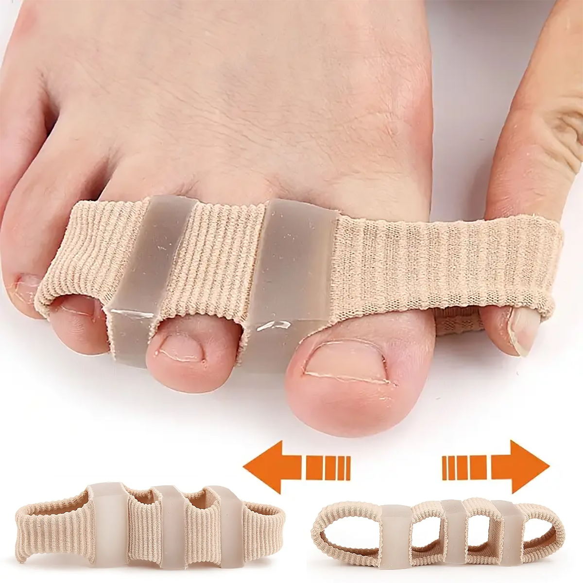 1 Piece of Silicone Toe Separator with 5 Holes/4 Holes/3 Holes - Foot Care Sleep Aid, Makes Walking and Putting on Shoes Easier, Reusable, Multi-Hole Design, Washable Toe Separator