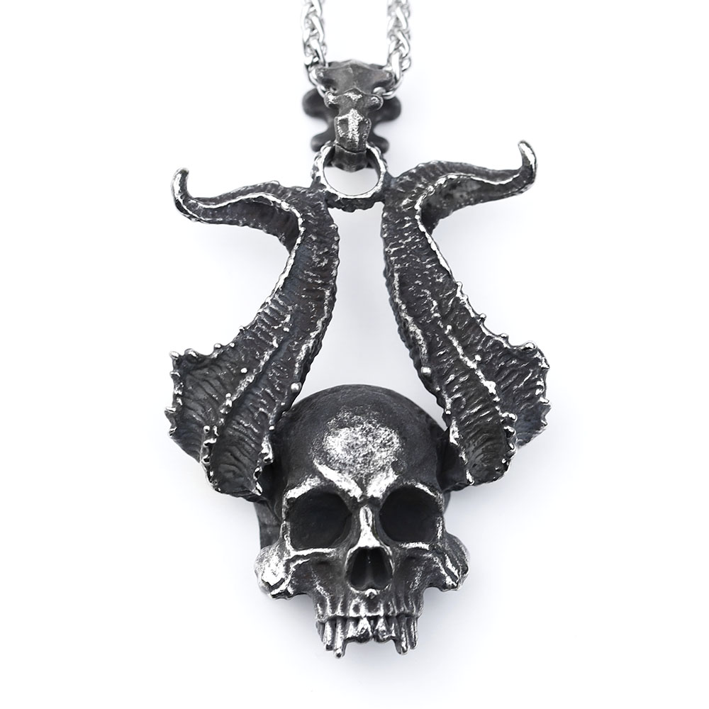 NEW 316L stainless steel Vintage Punk skull biker High Quality Jewelry Special Design cool Men's Pendant Necklace pen gpt