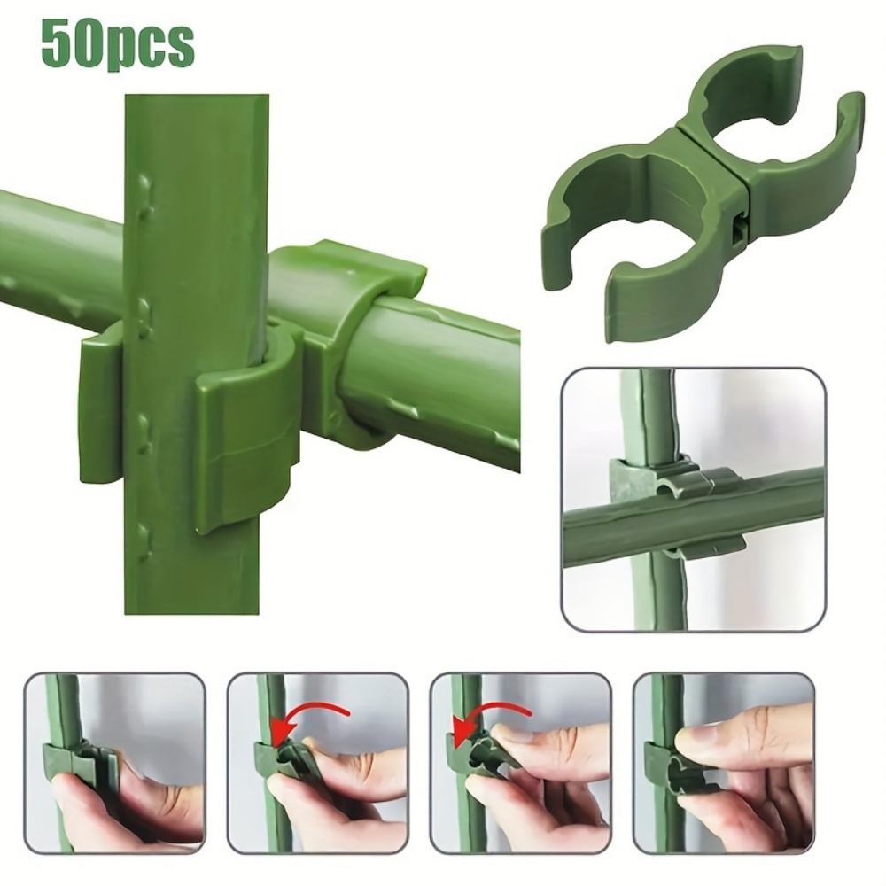 50 Pieces of 11mm Plant Support Connectors, Practical Fixed Cross Clips for Plant Transplanting, Garden Frame Pole Connectors, Suitable for Garden and Courtyard Planting Tools