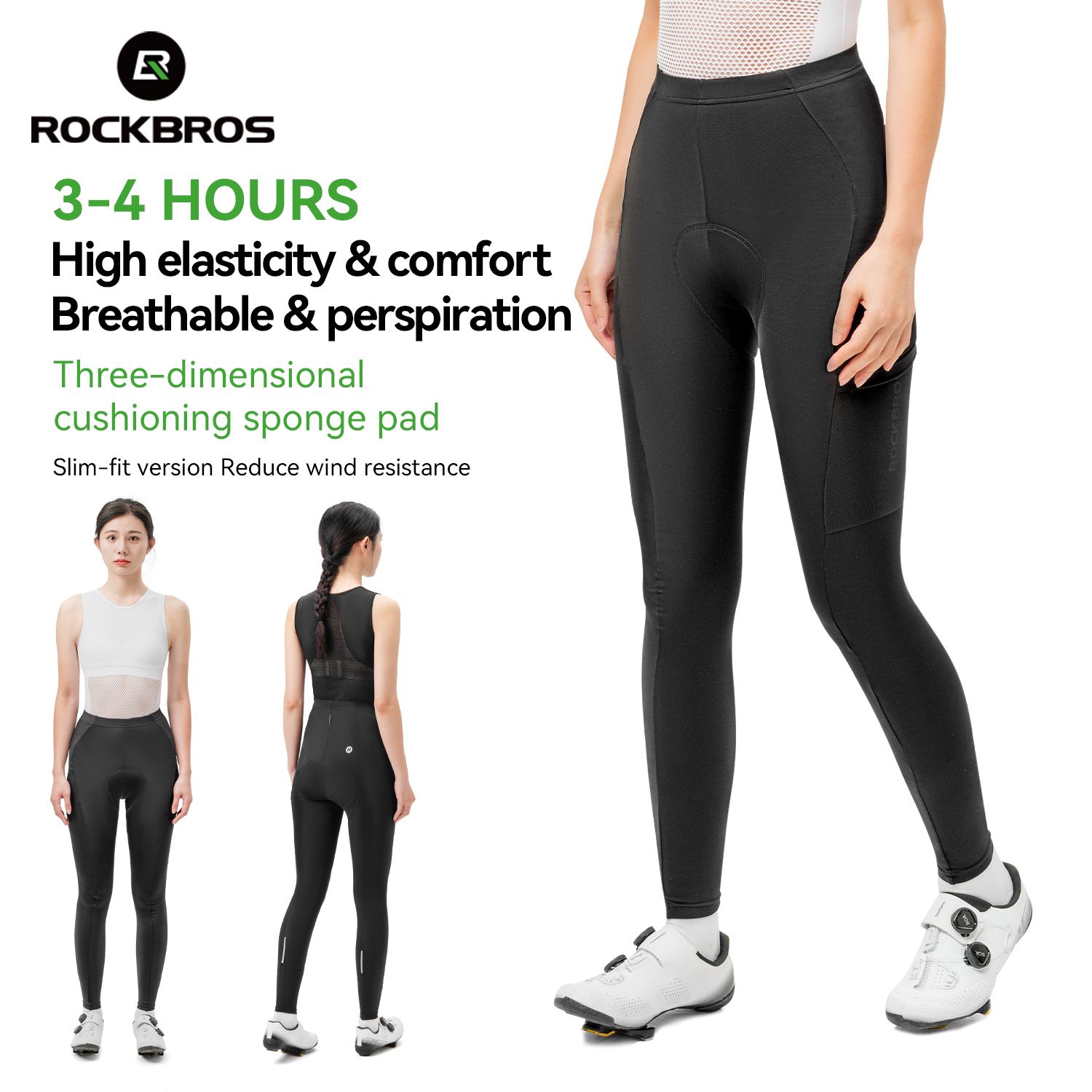 ROCKBROS Spring Summer Women Bicycle Pants 3D Cushion Pad Breathable Quick Dry MTB Road Bike Long Trousers Female Cycling Tights