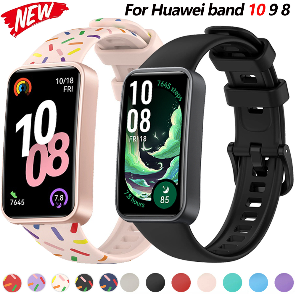 Painted silicone strap for Huawei Band 10 Official original Replaceable Wristband for Huawei Band 8 9 10 Sport Bracelet Belt