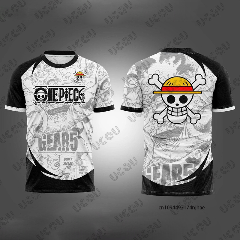 Summer New One Piece Anime Luffy Gear 5 Print Football Jersey For Men Casual Quick-dry Cosplay T-shirt Sports Kids/ Tops