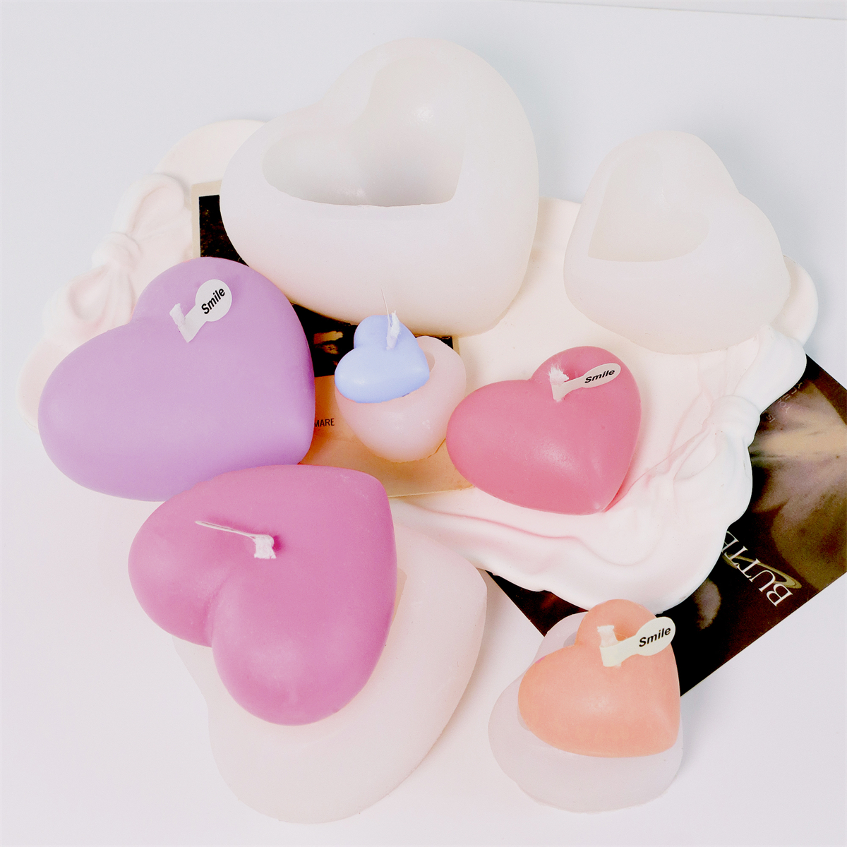 3D Heart Shape Candle Mold for Candle Making Kit Love Scent Silicone Ceramic Resin Molds DIY Wedding Party Decor Gifts