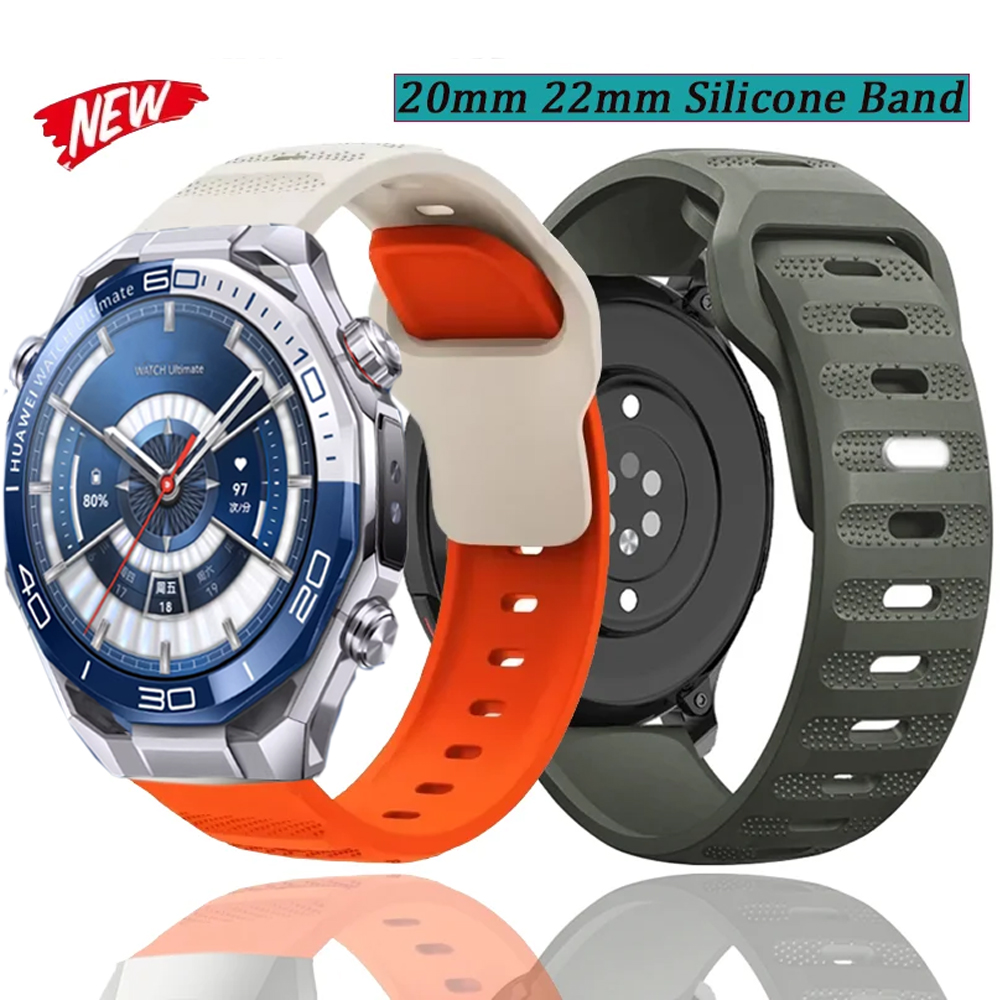 22mm 20mm Silicone Strap for Watch GT Runner 2/GT5-6 Pro Active 3/2/Bip 6 Sport Bracelet for Ultimate 2