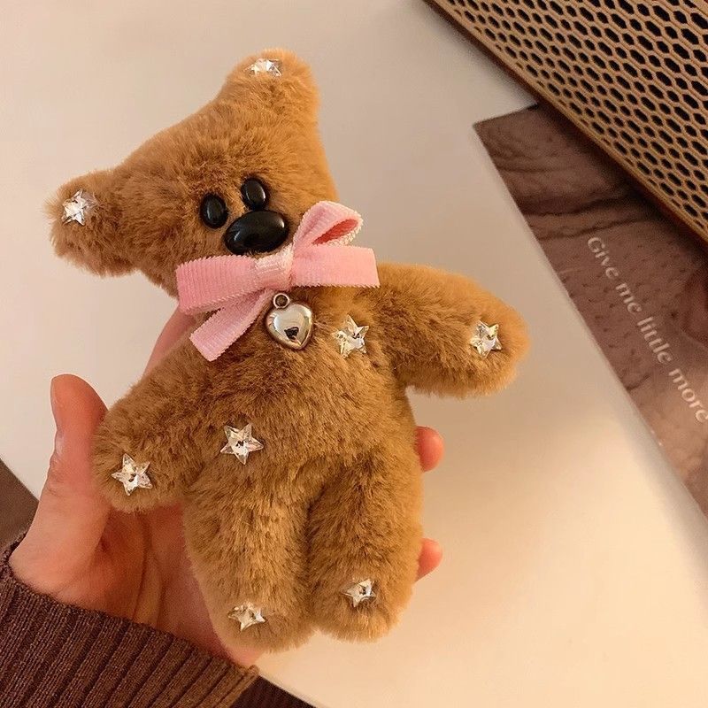 1pc Bow shaped teddy bear ear headband, women's autumn and winter plush cute cartoon face wash headband, hair clip