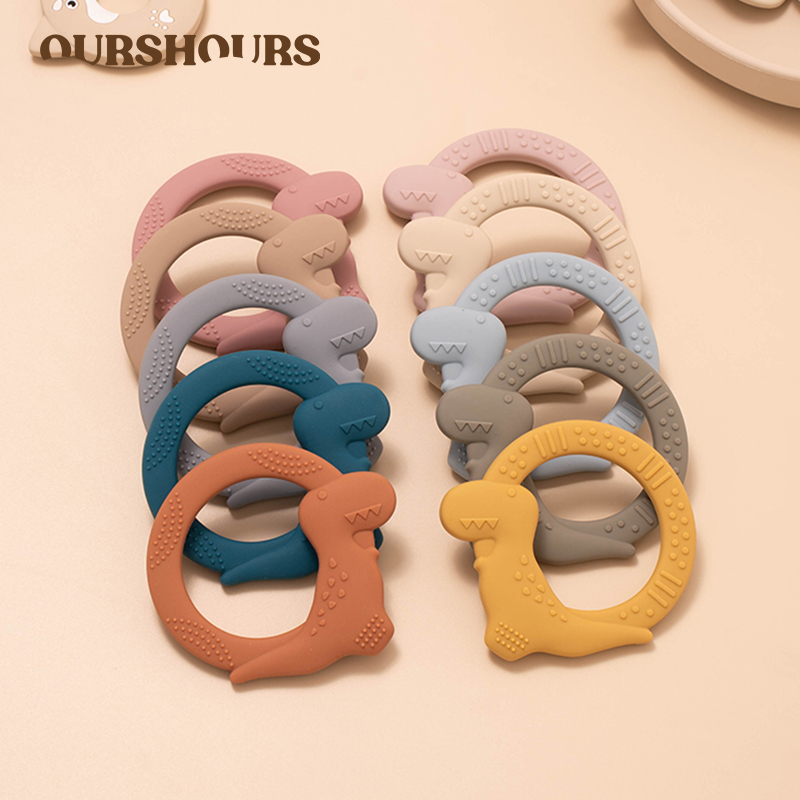 1PC Baby Safe Silicone Teether BPA Free Cartoon Dinosaur Molar Stick for Toddlers Teething Rings Food Grade Infant Chewing Toys