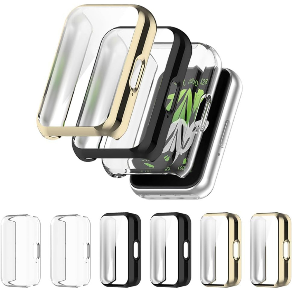 TPU Watch Case Full Cover with Screen Protector for Fit3, Clear Soft Shockproof Protective Bumper Cover