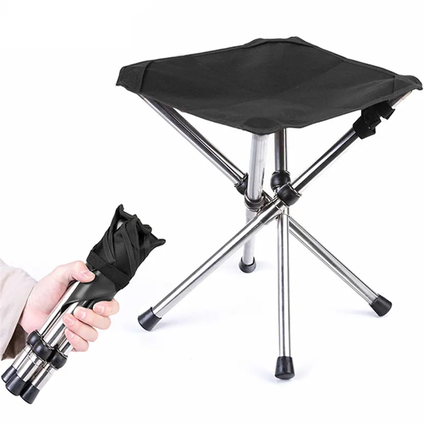 Folding Outdoor Camping Chair Stainless Steel Oxford Cloth Portable Fishing Stool Heavy Duty for Travel Hiking Beach Lawn BBQ