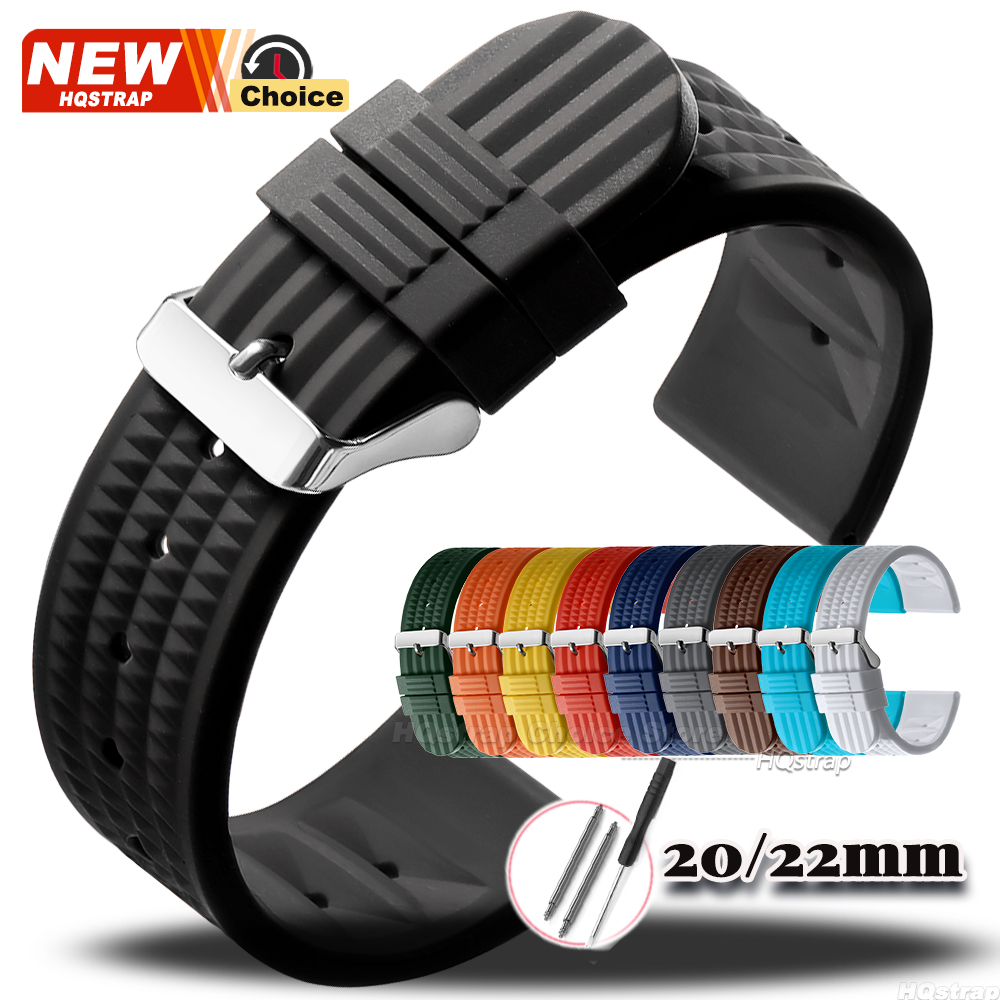 Waffle Silicone Watch Strap 20mm 22mm Quick Release Watchband Waterproof Bracelet for for Universal Wristband
