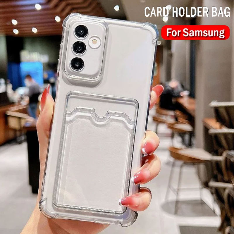 Card Bag Case for Samsung Galaxy S21 S22 S23 FE S24 Plus A55 A35 A25 A15 A24 A54 A14 A34 A53 S24 Ultra 5G Shockproof Clear Cover