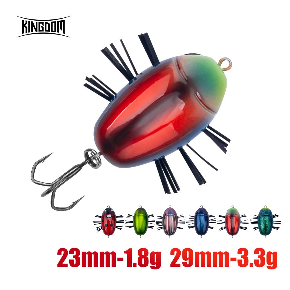 Kingdom 1.8g 3.3g Topwater Insect Fishing Lures Treble Hook 14# 12# Floating Wobblers Artificial Swimbait Fishing Tackle Bait