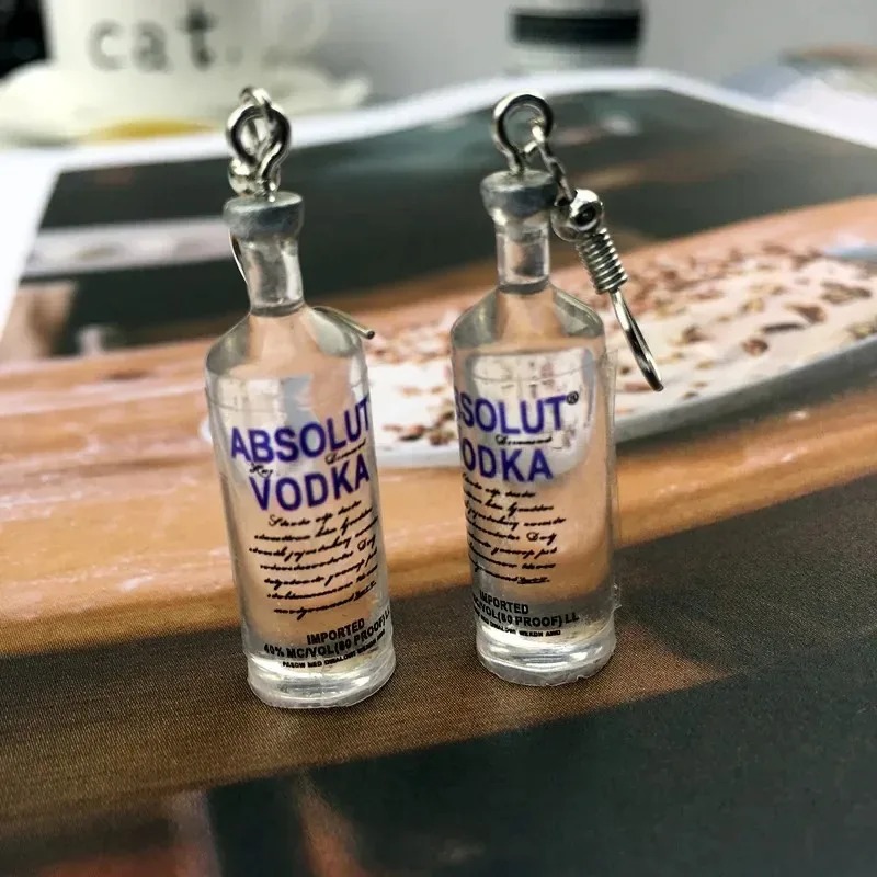 2025 Transparent Bottle Dangle Earrings Funny Drinking Jewelry Creative Bottle Drop Earrings for Girl Holiday