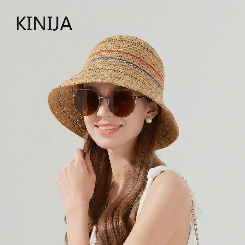 Summer Sun Protection Shade Fishermen Hat Knit Hollow Sunshade Bucket Cap Fashion Breathable Designer Beach Straw Hat Sombreros