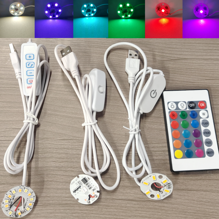 4/2/1Pcs Dimmable High Brightness 5V USB Colorful Gradient LED RGB Light Board Remote Control DIY Model Display Light PCB Board