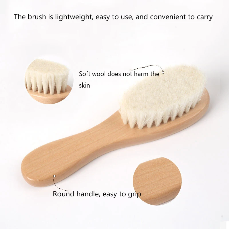 Baby Wood Brush Comb Beech Soft Wool Newborn Comb for Head Massager Baby Cleaning Shower Pure Natur Hairbrush Baby Care