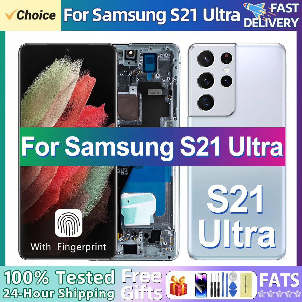 100%AMOLED For S21 Ultra 5G Screen Replacement With Frame For S21 Ultra Screen Replacement SM-G998U G998A
