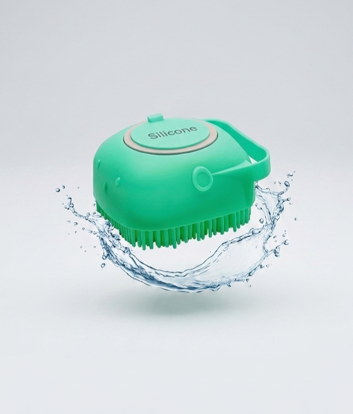 ​Eco-Friendly Silicone Pet Bath Brush & Massage Scrubber - Portable Dog & Cat Shampoo Dispenser Grooming Comb